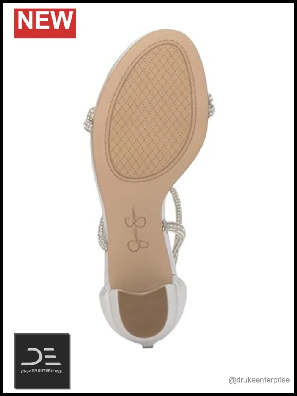 Jessica Simpson Shiny Block Heel Sandals Ankle Strap Open Toe Polyester